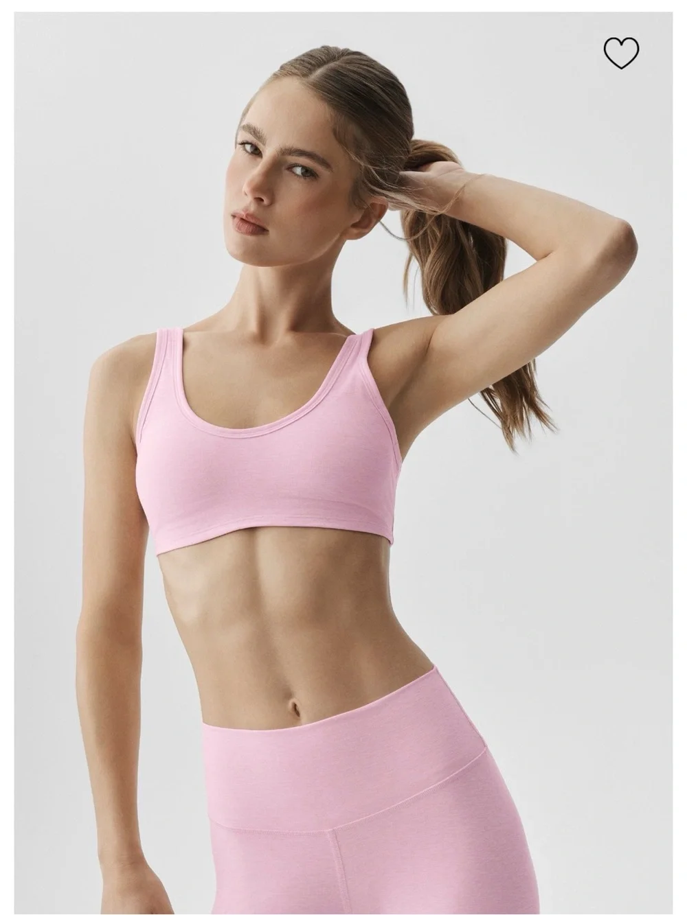 127. Alo Alosoft Center Stage Bra - Pink Marshmallow Heather